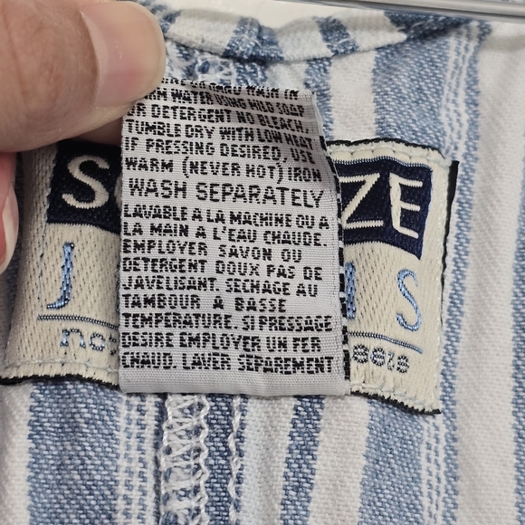 Squeeze Jeans Overall Shorts Denim Blue y2k Eyelace Ruffle Trim Whimsy Cottage L - Picture 5 of 15